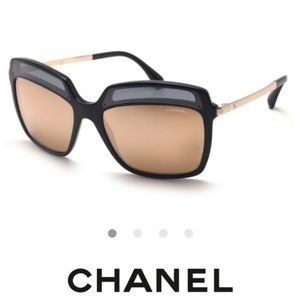 Authentic CHANEL Gold & Black Mirror Sunglasses